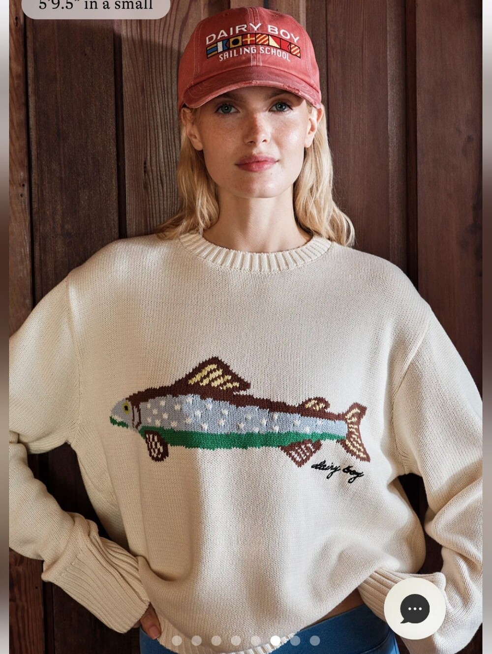 NWT Dairy Boy Fisherman's Daughter Fish Sweater in Oyster - Picture 5 of 11